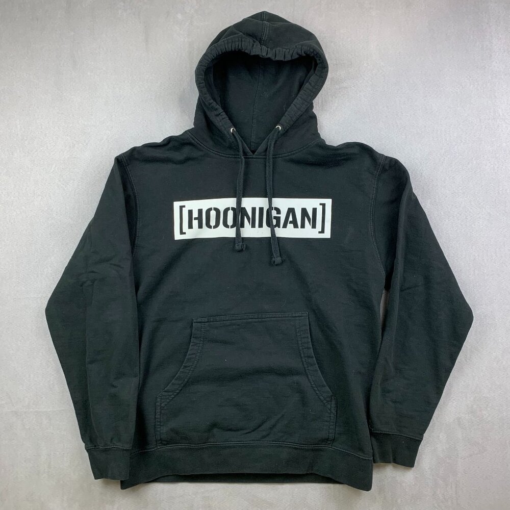 Hoonigan Mens Sweater Medium Black Censor Bar Hoodie Long Sleeve Cars Driving